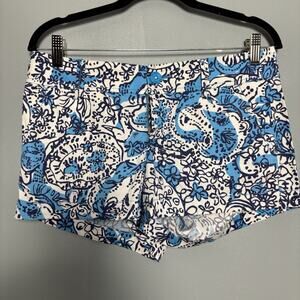 Lilly Pulitzer Women’s Blue White Floral Paisley Print Shorts 4 Small Beach Mom